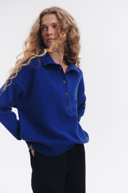 Alternative view of Sweter polo merino/kaszmir Ink blue