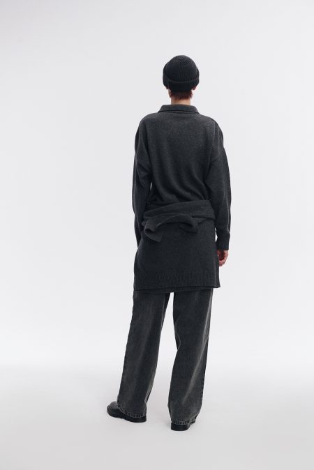 Sweter polo merino/kaszmir Grey - obrazek 7