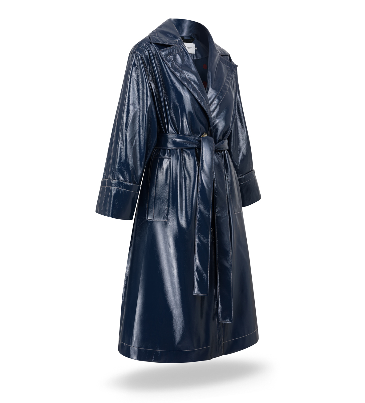 [SAMPLE] Eco-leather coat with down lining Navy - Fluff