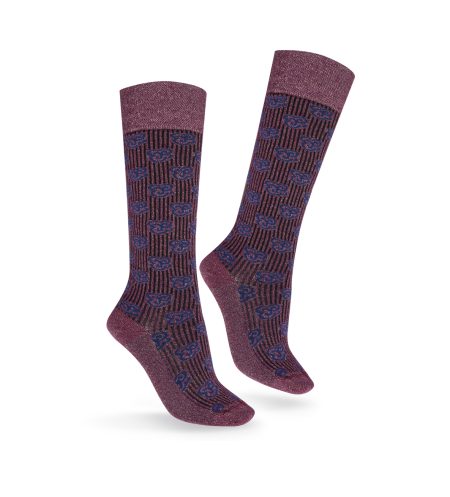 Fluff socks with shiny thread. Fluff logo. bordeaux and navy colours. 1 pair.