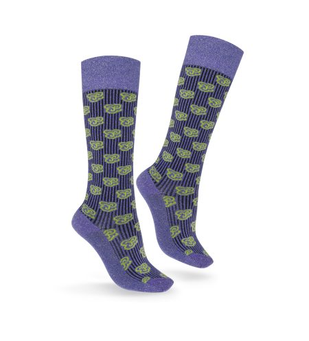 Fluff socks with shiny thread. Fluff logo. Purple and green colours. 1 pair.
