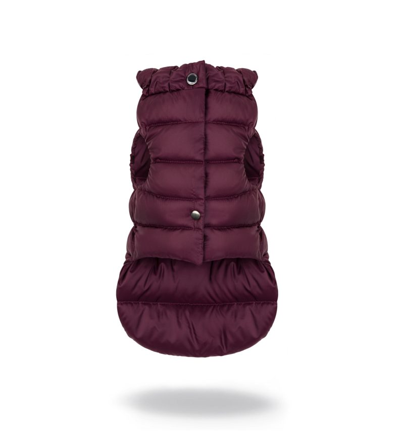 dog's jakcet in burgundy, winter jacket for whippets,