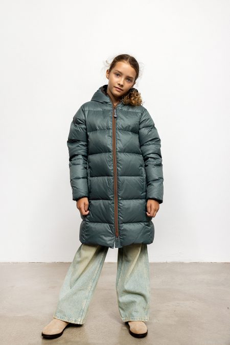 Kid's unisex winter down coat Peppermint with hood, big puffer