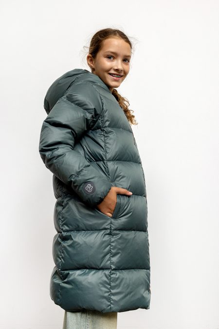 Kid's unisex winter down coat Peppermint with hood, big puffer