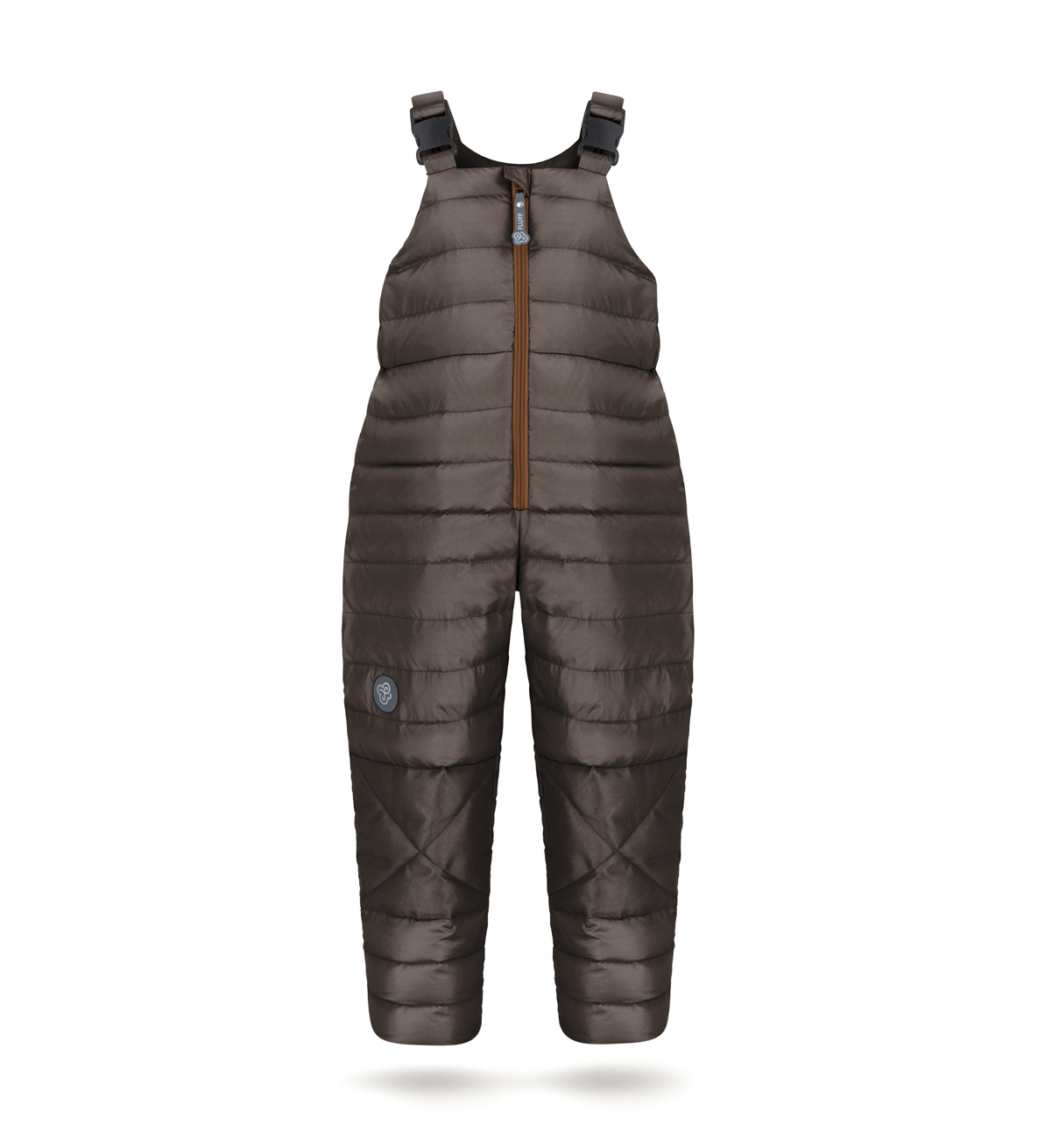 Down kids overall dungarees, front side, Marron Glace