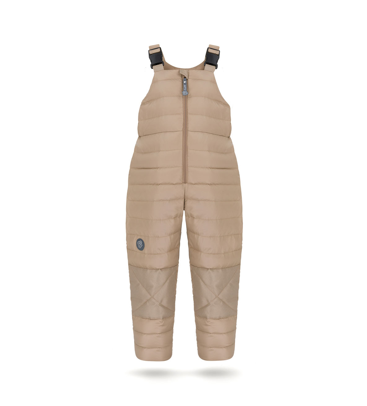 Down kids overall dungarees, front side, latte