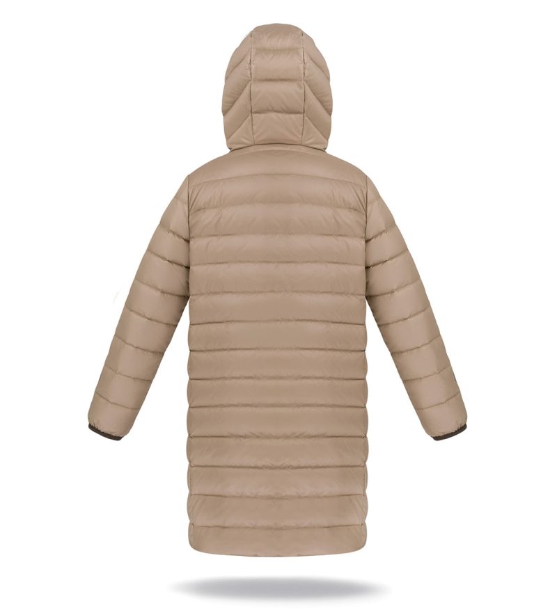 Kid's unisex winter down coat Black with hood, back photo, basic version