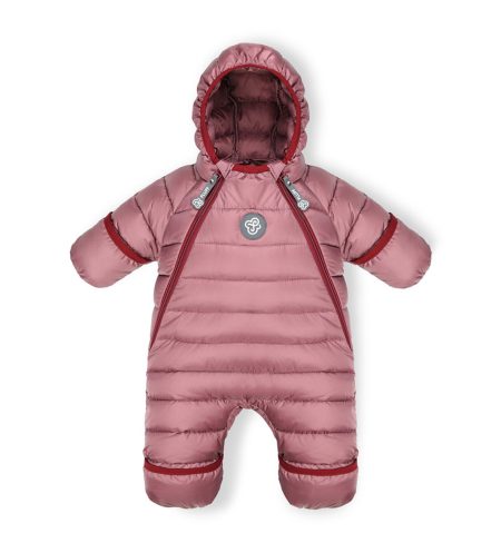 down overall snowsuit for babies plum with milk