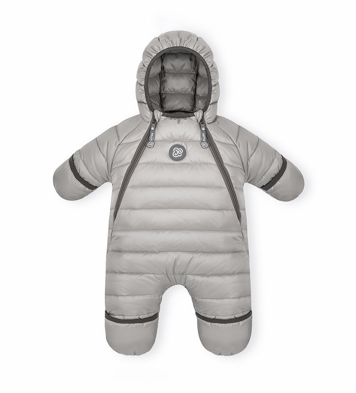 down overall snowsuit for babies light grey