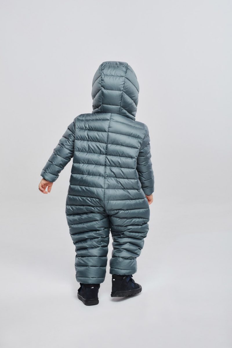 Kid's unisex winter down snowsuit Grey Stone with hood