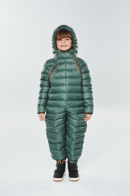Kids' unisex snowsuit basic Peppermint, green, with hood