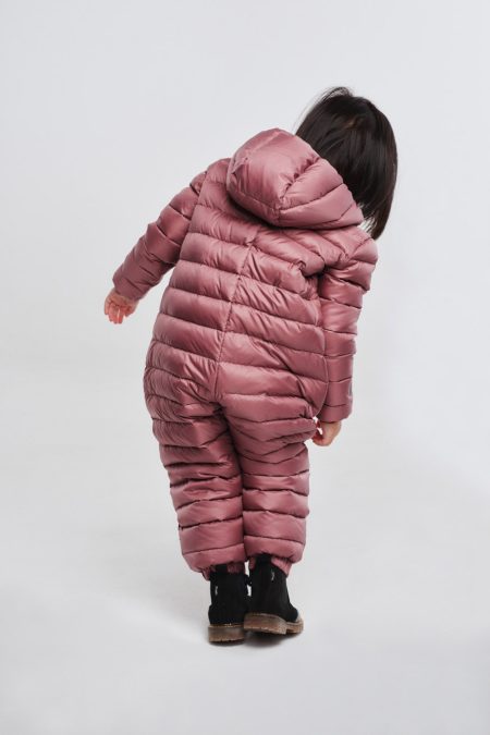 Kids' unisex snowsuit basic Plum with Milk, pink, with hood