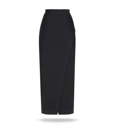 Bamboo skirt with a slit on the front, black colour. Elasic waist.