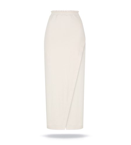 Bamboo skirt with a slit on the front, sand beige colour. Elasic waist.