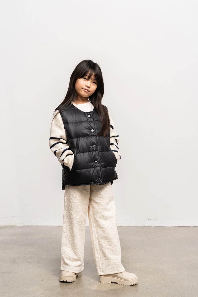 Ultralight vest with studs for kids, black coffee