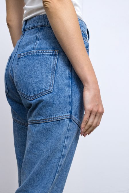 Denim pants from spring 2023 collection. Made with cotton soft denim. Zipper and two back pockets.