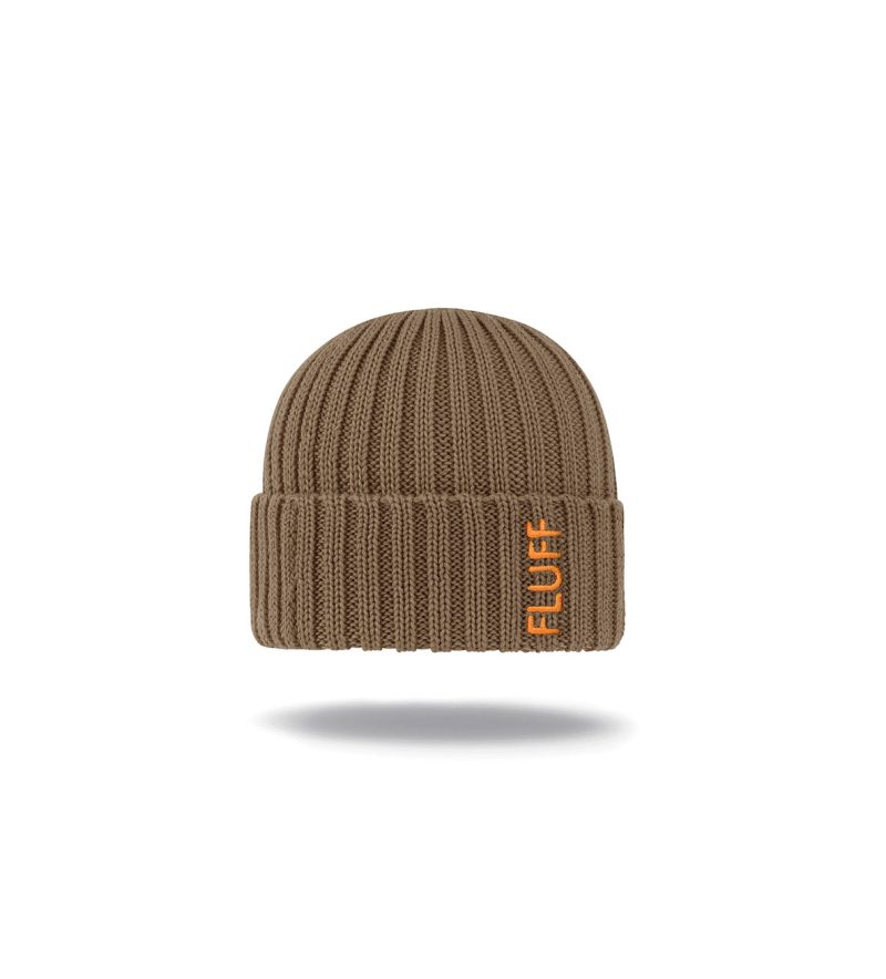 Merino wool beanie hat snood with embroidered logo. Warm, soft wool winter beanie.