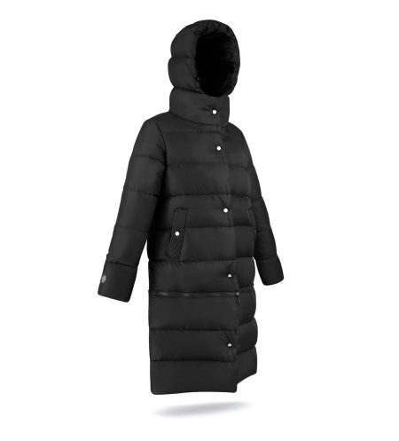 2in1 coat with detachable lower panel - it can be turned out to a shoerter jacket. Snap fastening and hood.