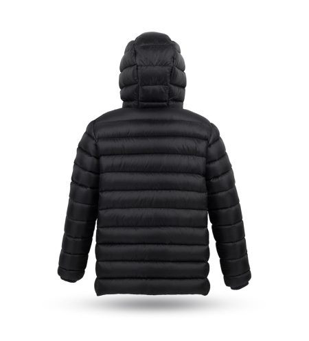 Kid's unisex winter down jacket Black Coffee with hood, back photo, basic version