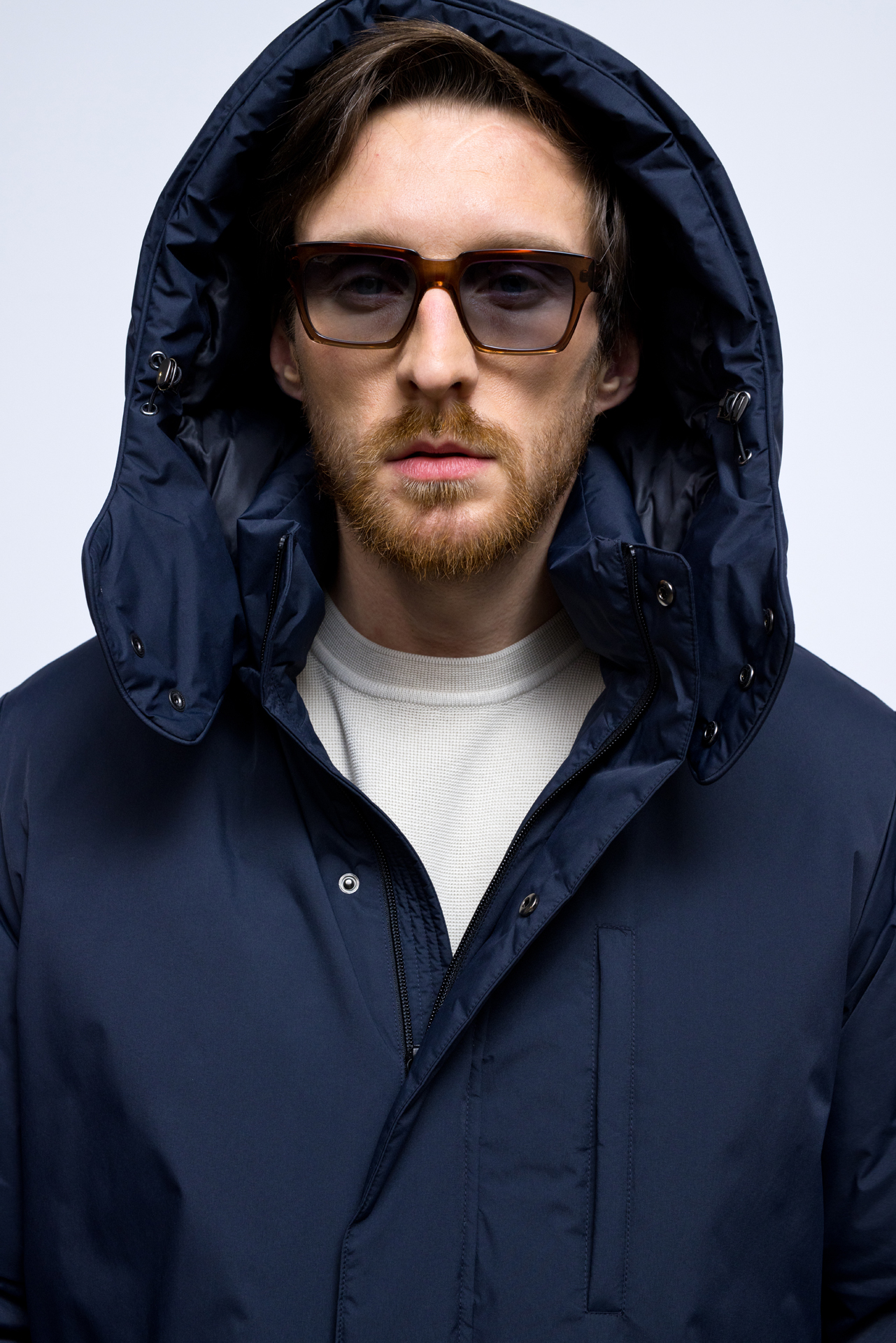 Man Warm Down Winter Parka Navy Fluff