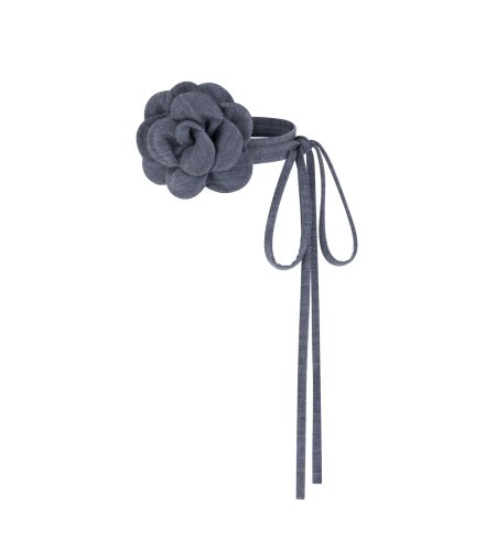 Merino choker with flower, Graphite