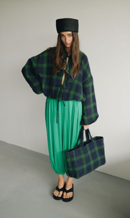 Alternative view of Mini shopper bag Green Tartan