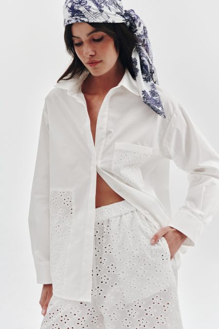 Embroidered trousers and shirt off-white