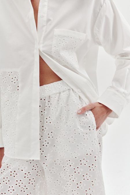 Embroidered trousers and shirt off-white