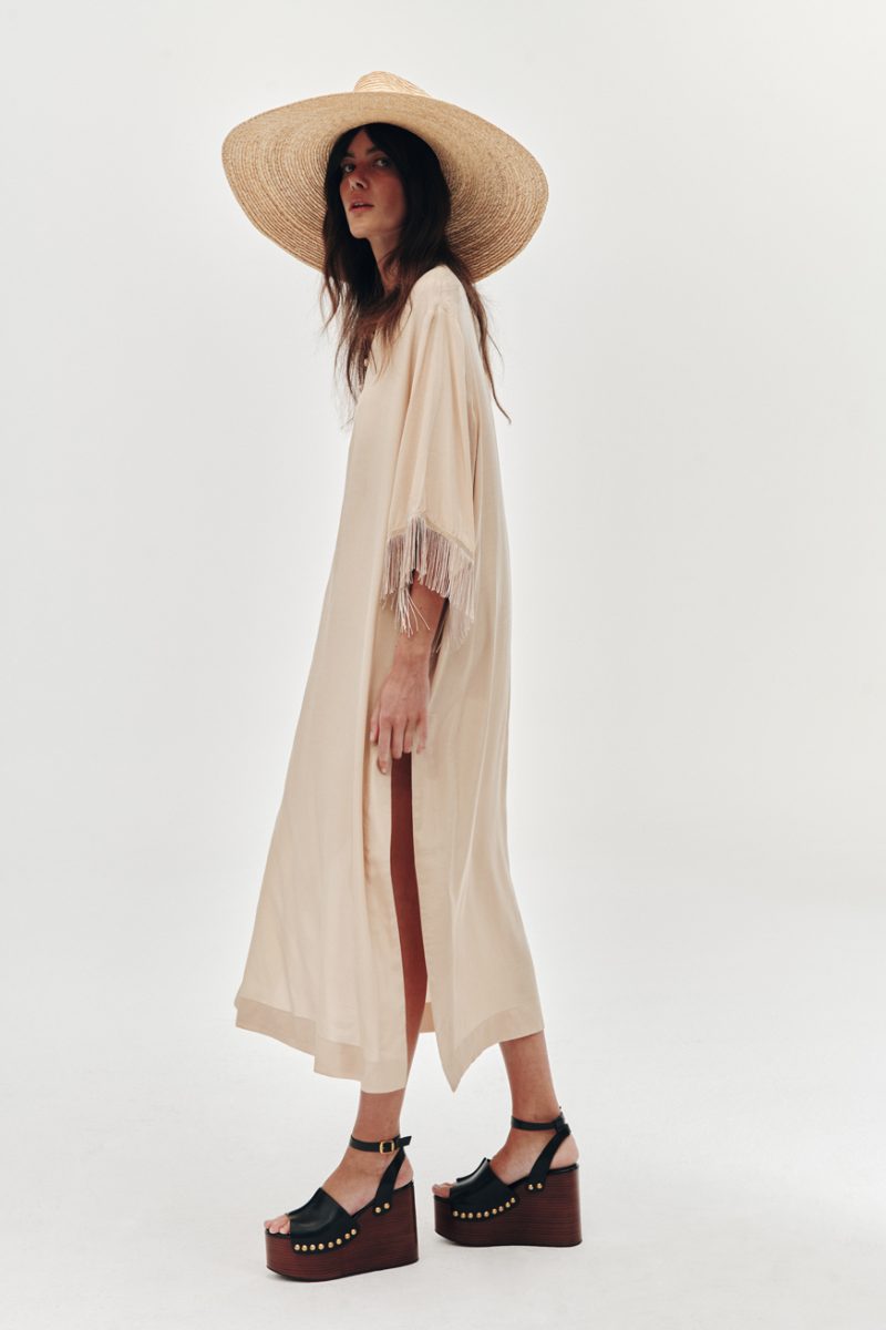 Fringe dress beige