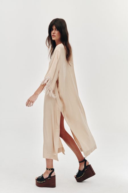 Fringe dress beige