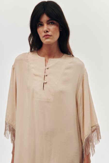 Fringe dress beige