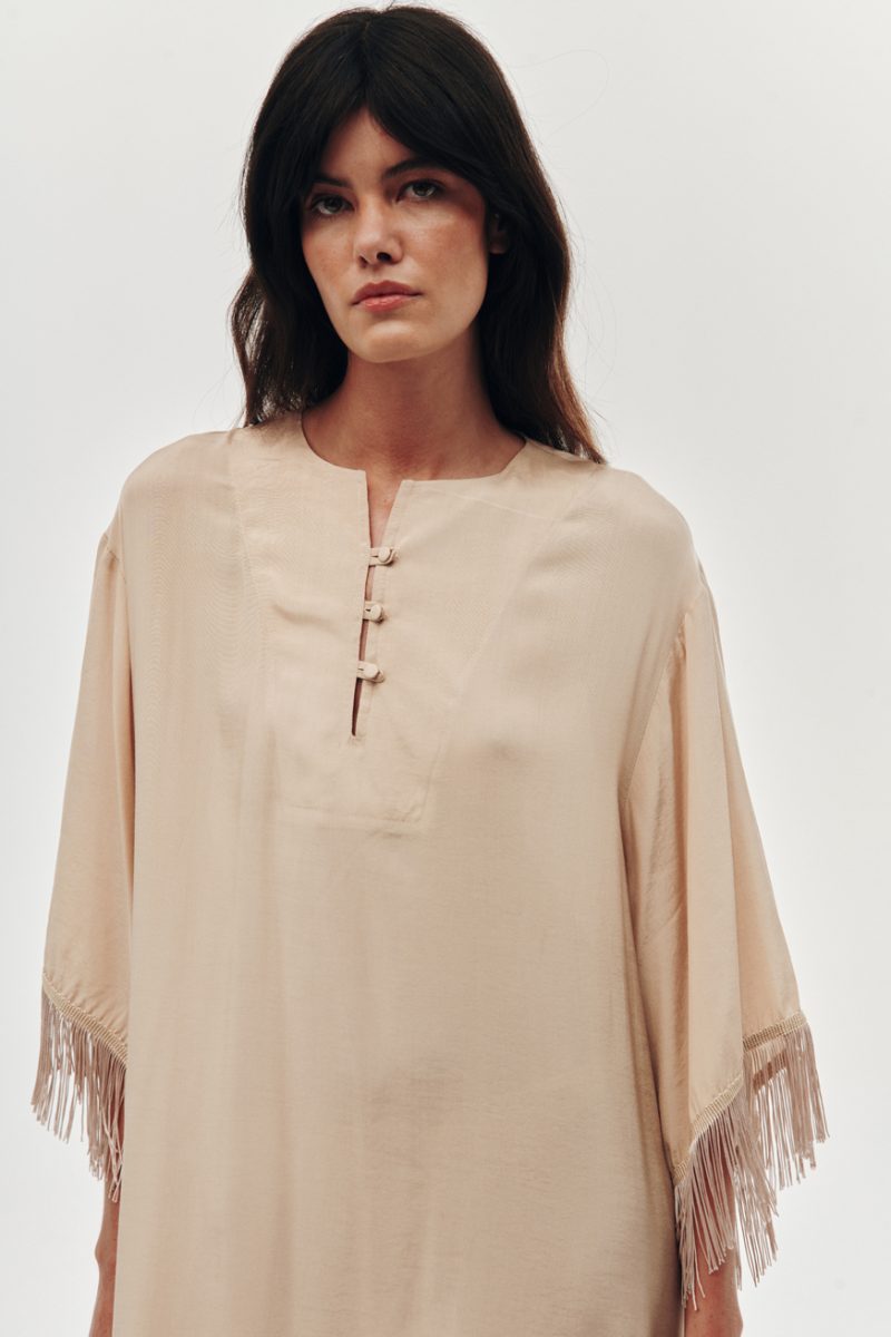Fringe dress beige