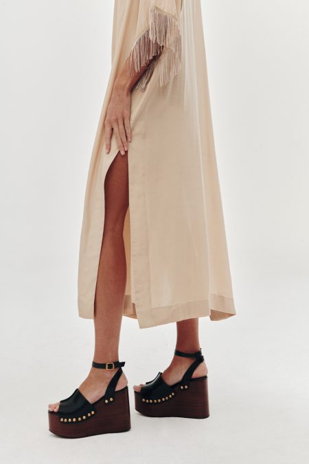 Fringe dress beige