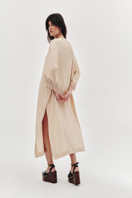 Fringe dress beige