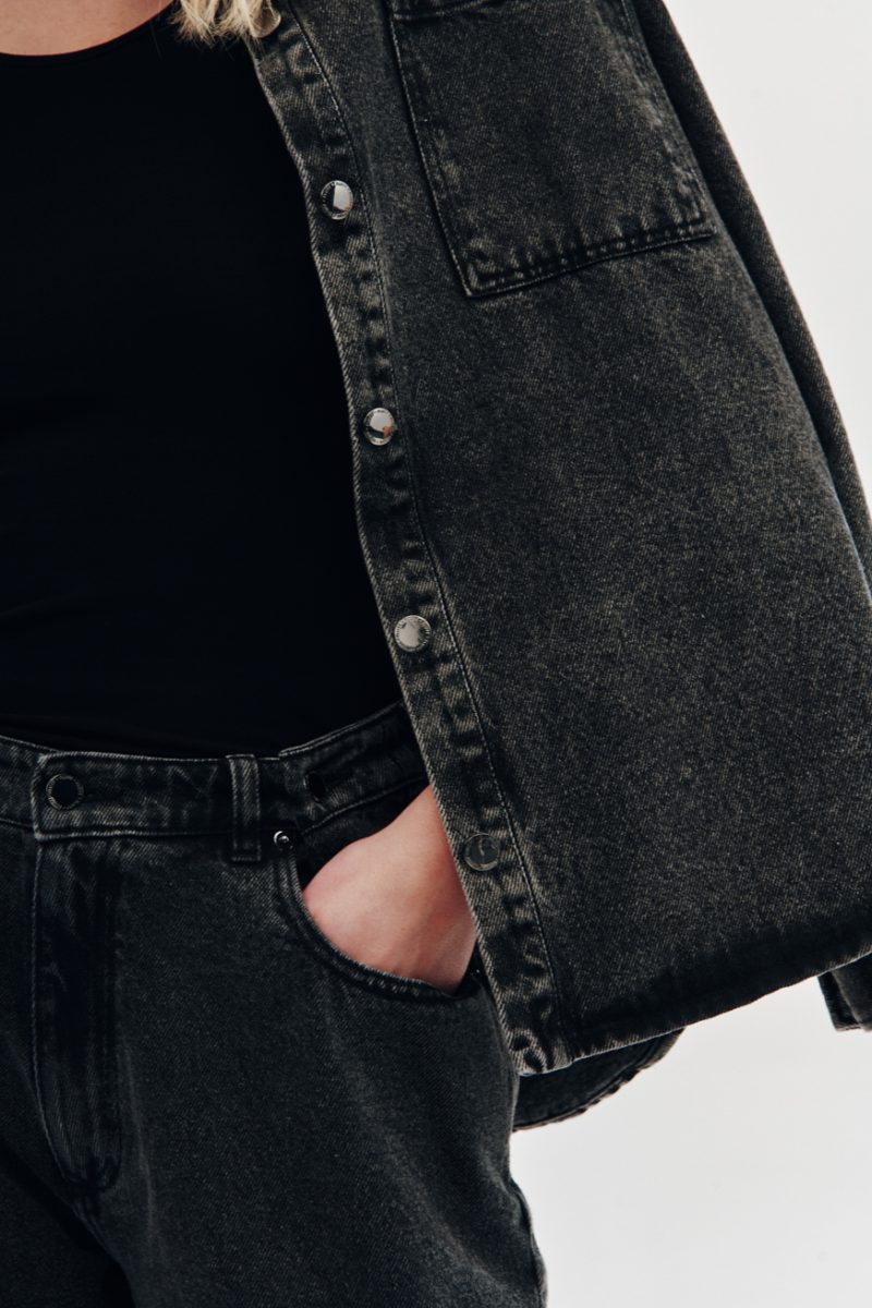 Koszula jeansowa Washed-black denim - obrazek 5