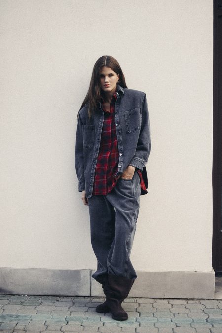 Alternative view of Spodnie military washed-black denim