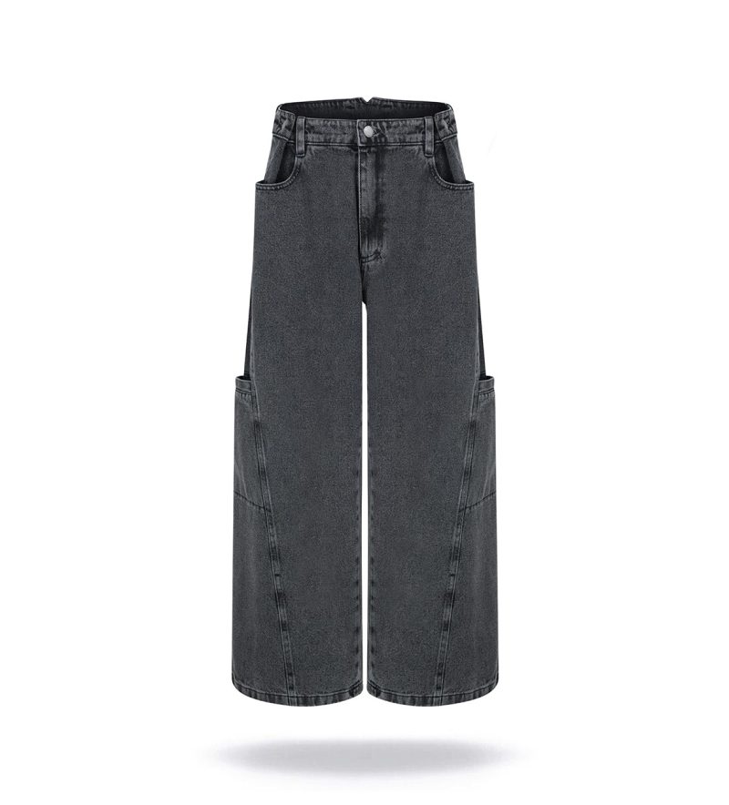 Spodnie military washed-black denim