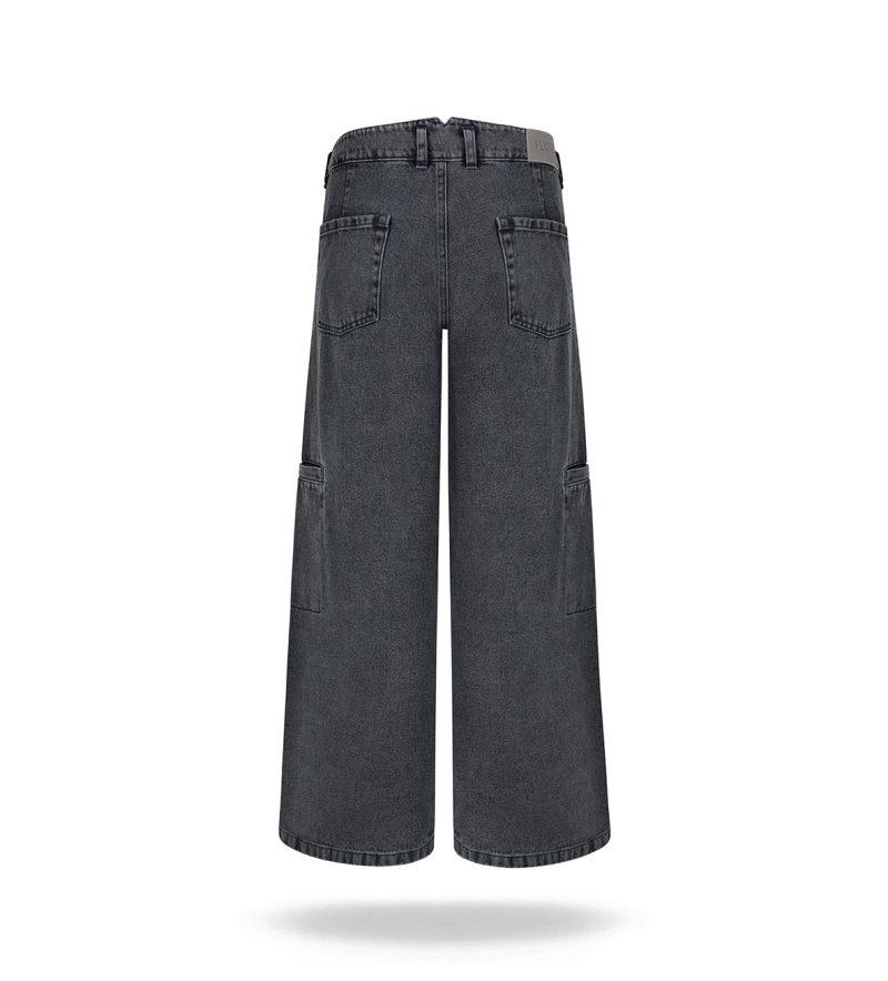 Spodnie military washed-black denim - obrazek 6