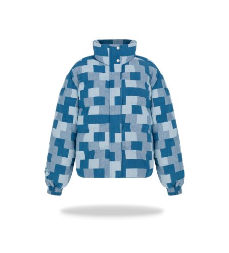 Oversizowa kurtka bomber patchwork denim