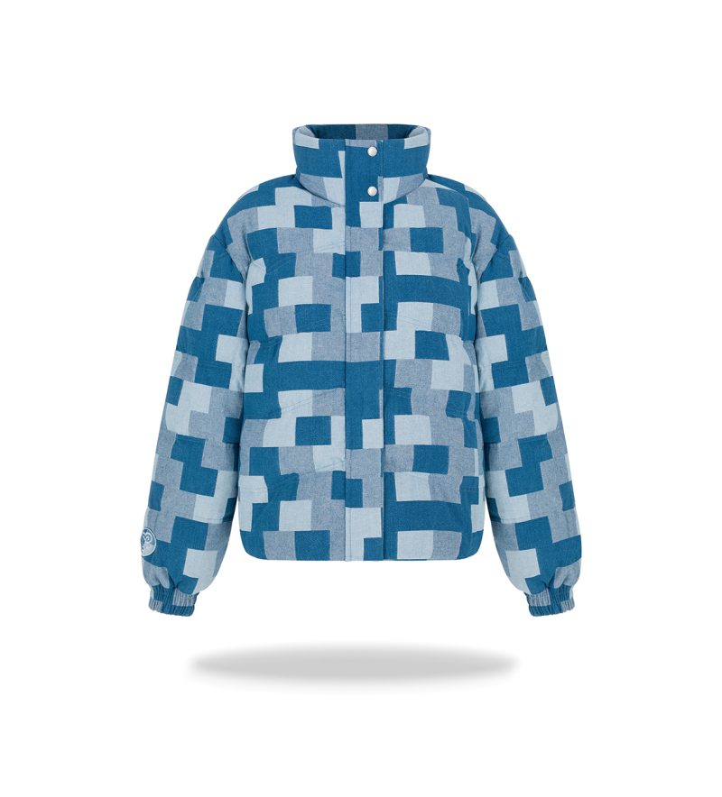 Oversizowa kurtka bomber patchwork denim