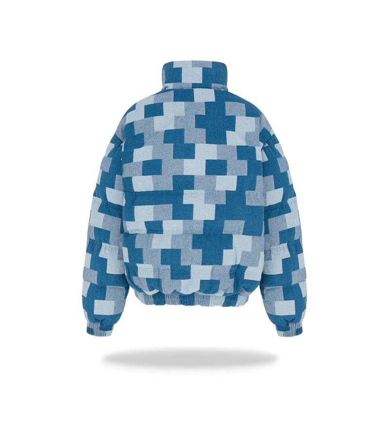 Oversizowa kurtka bomber patchwork denim - obrazek 9