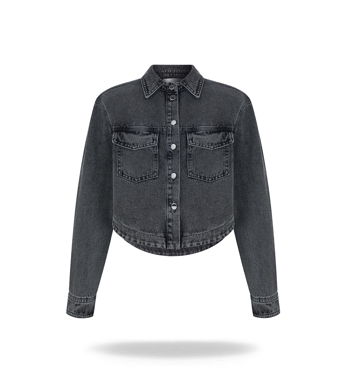 Krótka kurtka Washed black denim