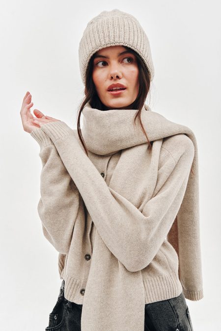 Alternative view of Kardigan merino z kaszmirem Beige