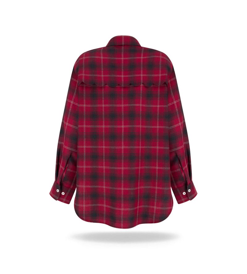 Długa wełniana koszula Burgundy - obrazek 10
