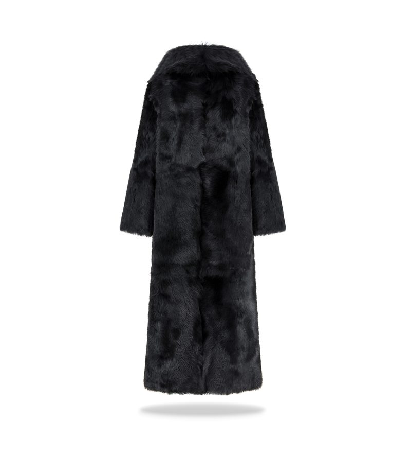 Reversible shearling long coat Black - Image 9