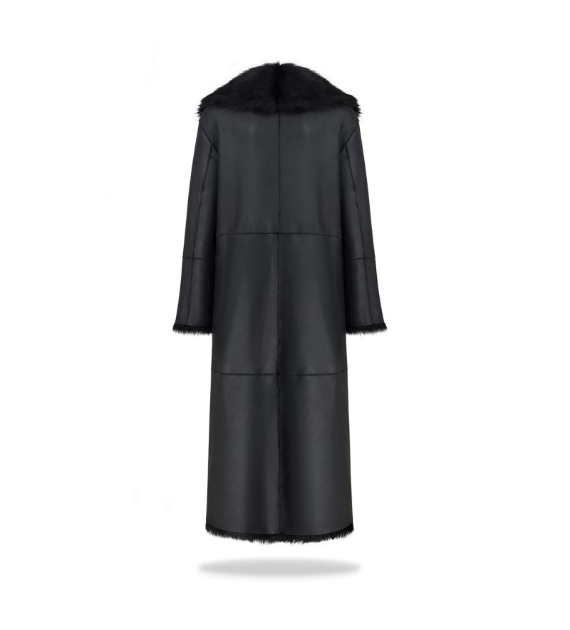 Reversible shearling long coat Black - Image 10