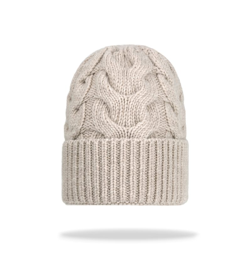 Czapka merino z kaszmirem Beige