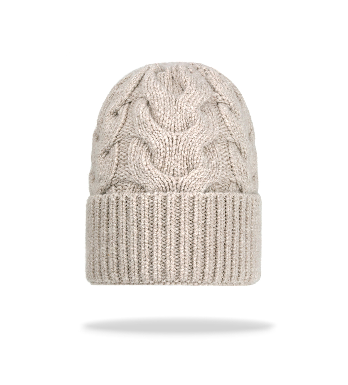 Czapka merino z kaszmirem Beige