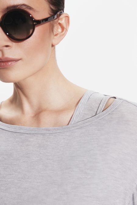 Alternative view of Boat-neck layer set Light grey