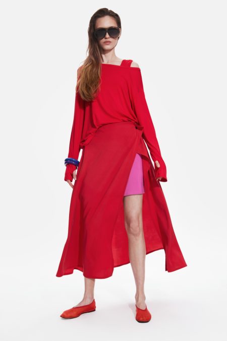 Alternative view of Layered midi skirt Watermelon